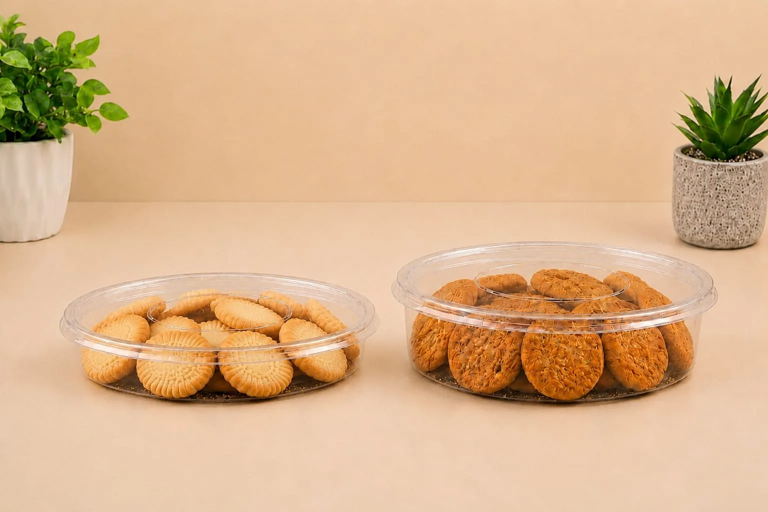 PET Round Container, codes 1388, 1389 and 1390, holding cookies