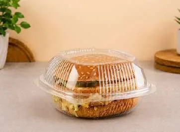 PET Burger Box, code 1402, holding a burger