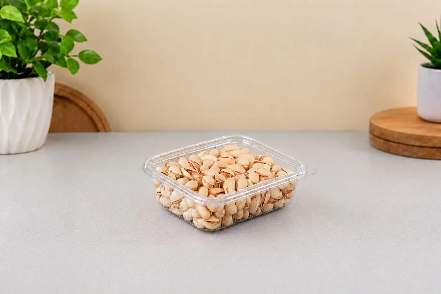 PET Hinged Box, code 1427, holding pistachios