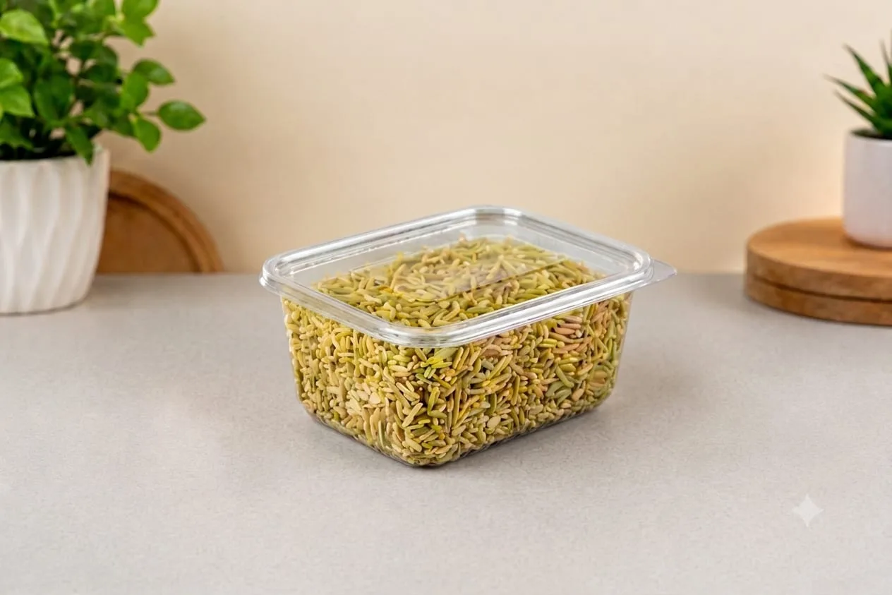 PET Hinged Box, code 1429, holding namkeen