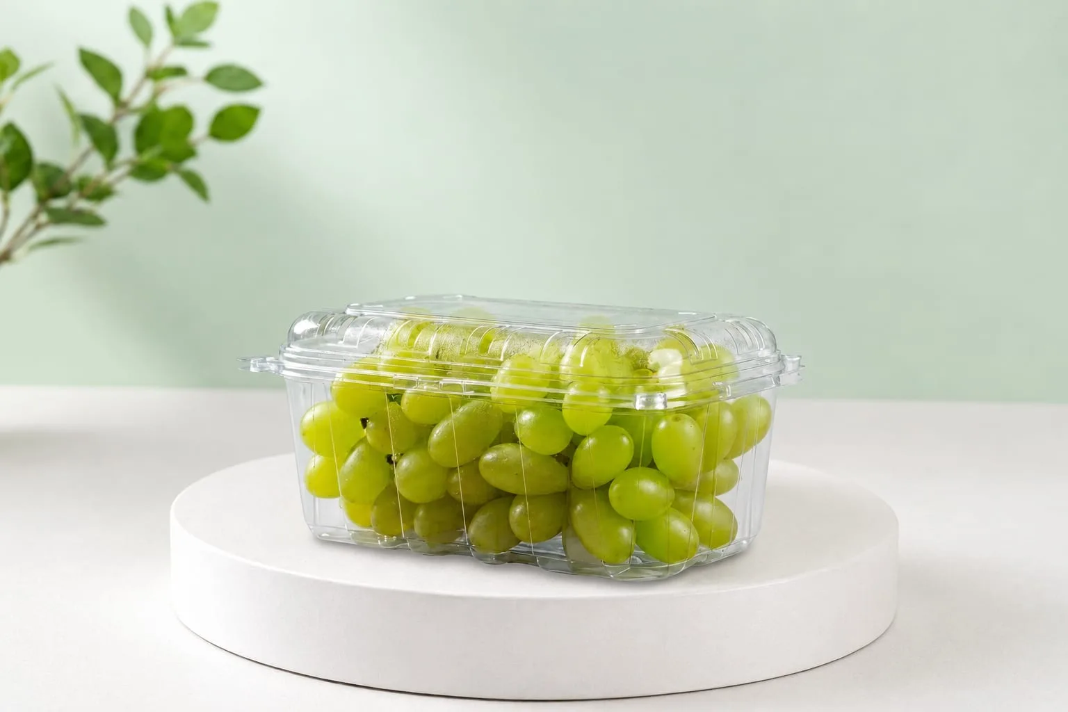 PET Punnet, code 1611, holding green grapes