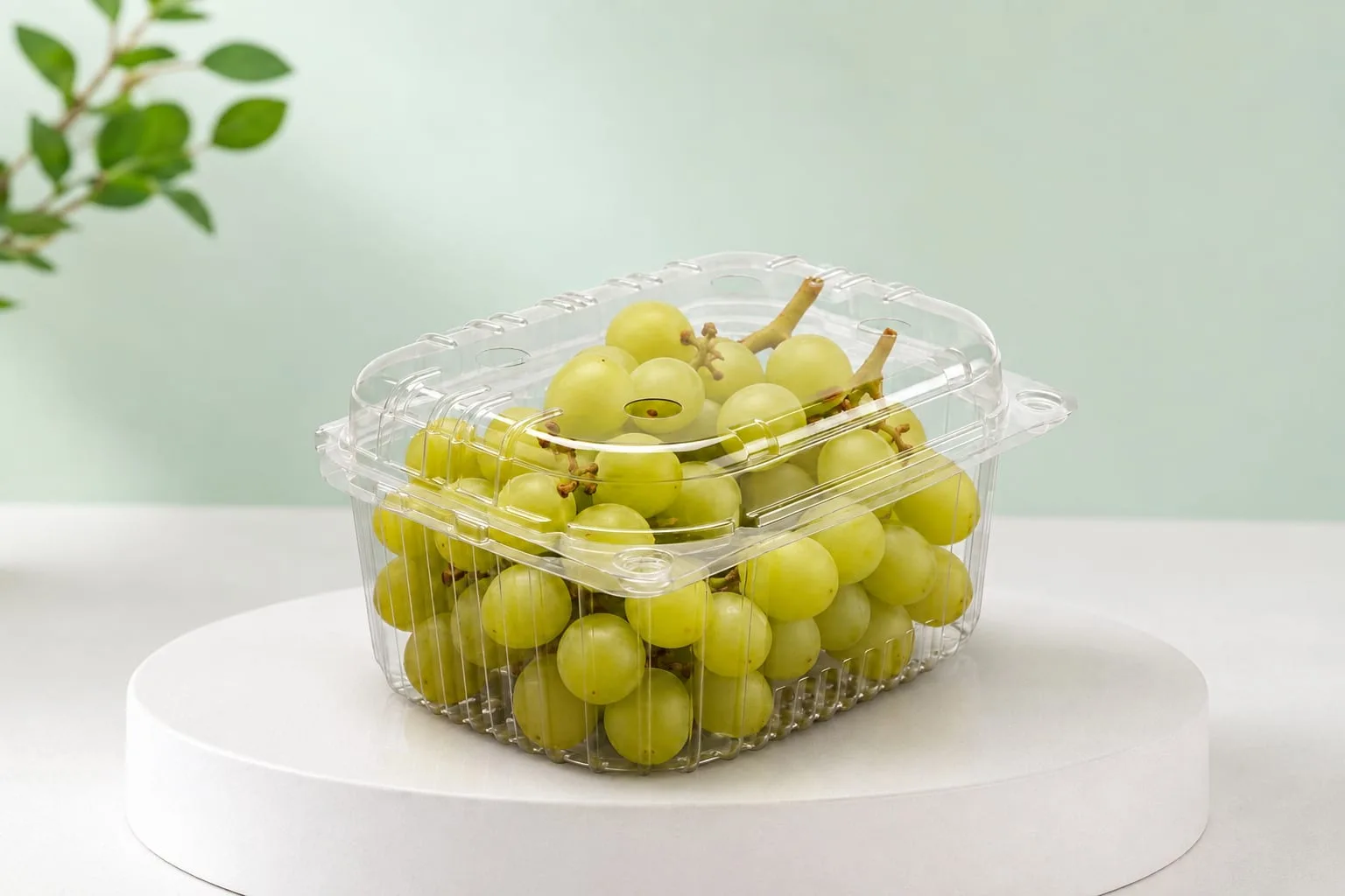 PET Punnet, code 1613, holding green grapes