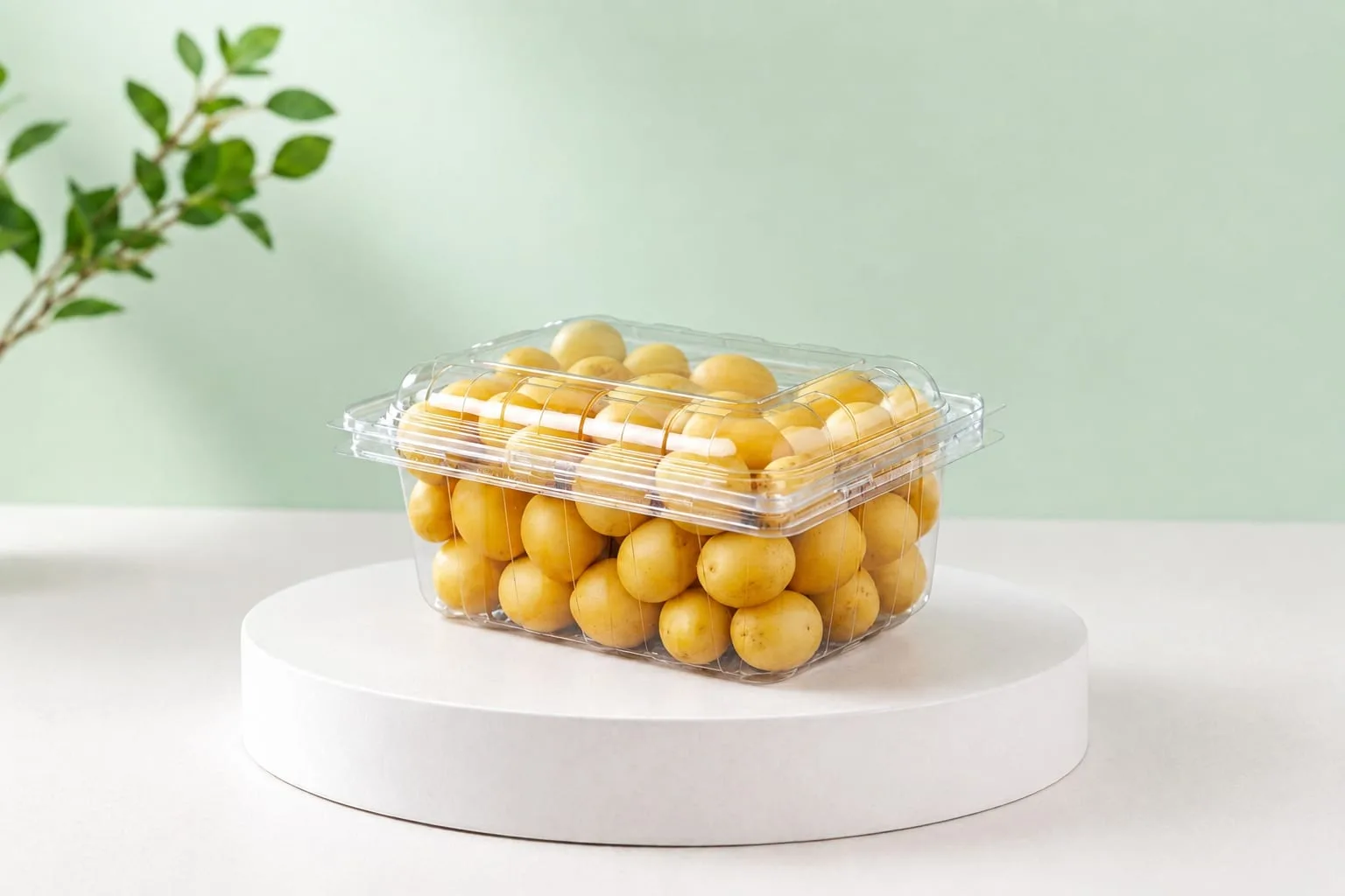 PET Punnet, code 1615, holding yellow cherry tomatoes