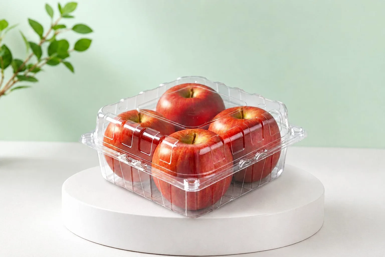 PET Apple Punnet, code 1630, holding four apples