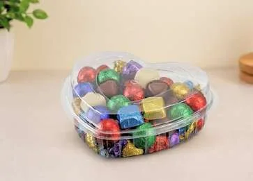 PET Heart Container, codes 1635 and 1636, holding wrapped chocolates
