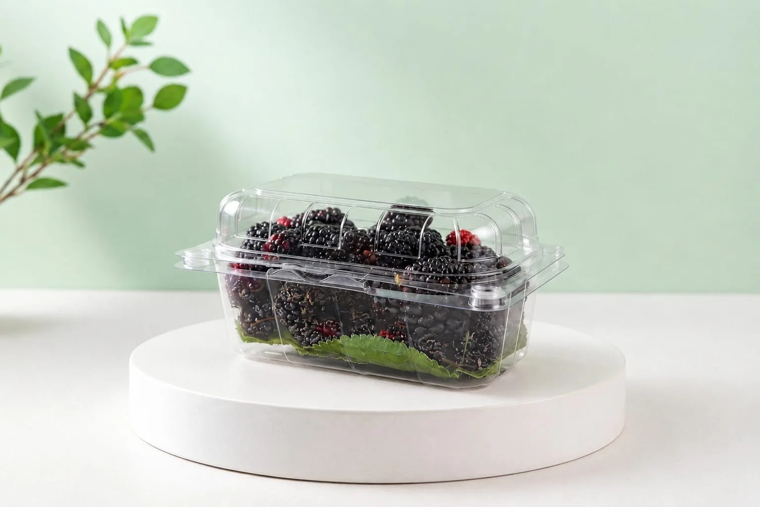 PET Mulberry Punnet, code 1645, holding mulberries