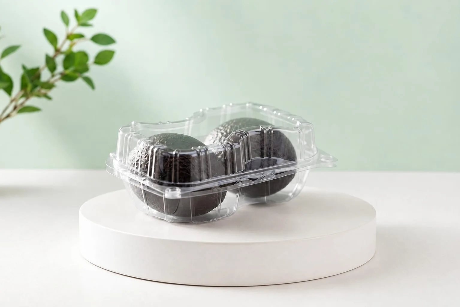 PET Avocado Punnet, code 1652, holding two avocados