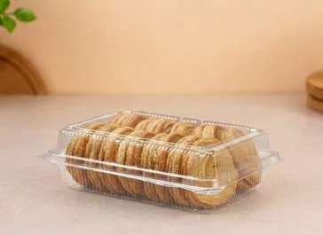 PET O Series Hinged Box, code 1706, holding biscuits
