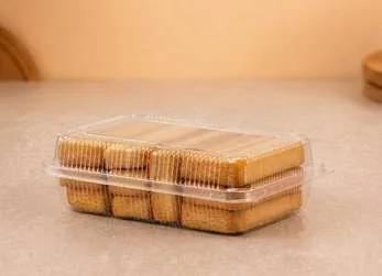 PET O Series Hinged Box, code 1710, holding biscuits