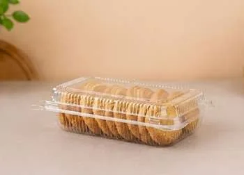 PET O Series Hinged Box, code 1712, holding biscuits