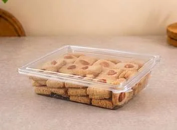 PET Hinged Box, codes 1725 and 1726, holding jam biscuits