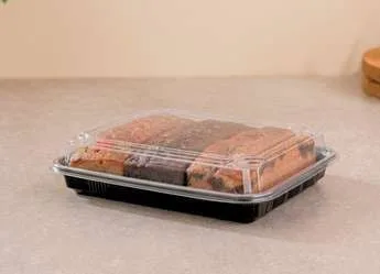 PET Sushi Tray and Pastry Tray, codes 1761 and 1763, holding pastries