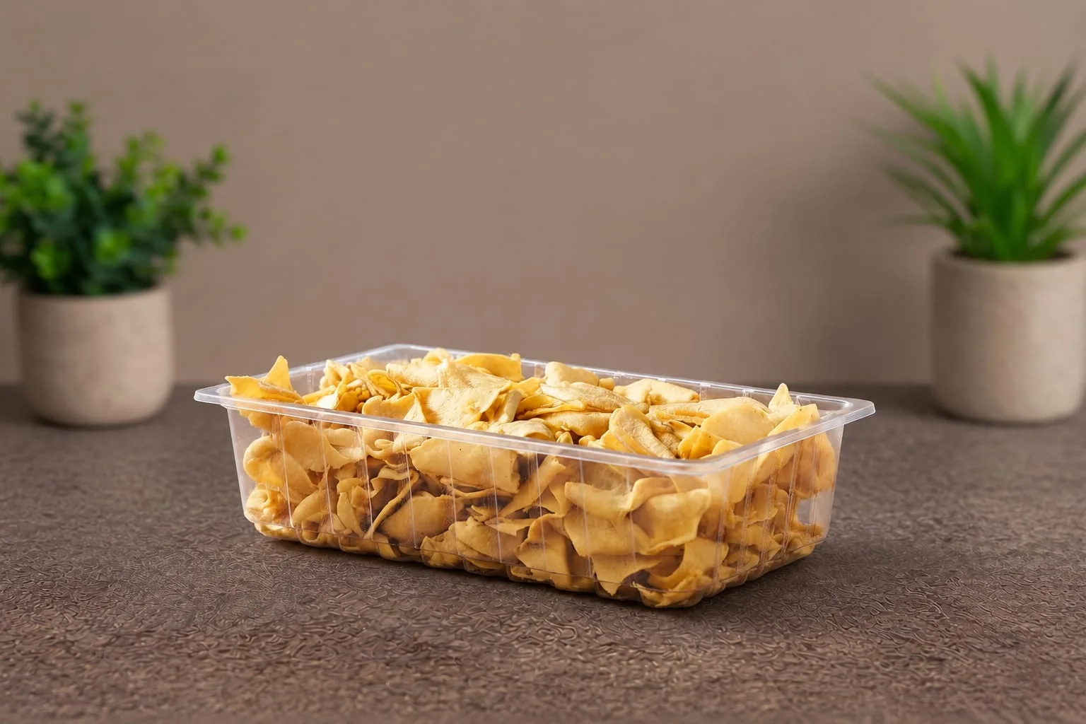PP Rectangular Container, codes 5579, 5580 and 5581, holding namkeen
