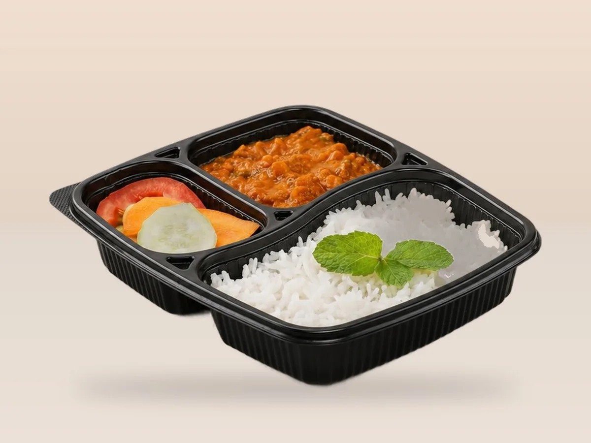 Oracle Group PP 3 compartment meal box 5602 with rice and curry