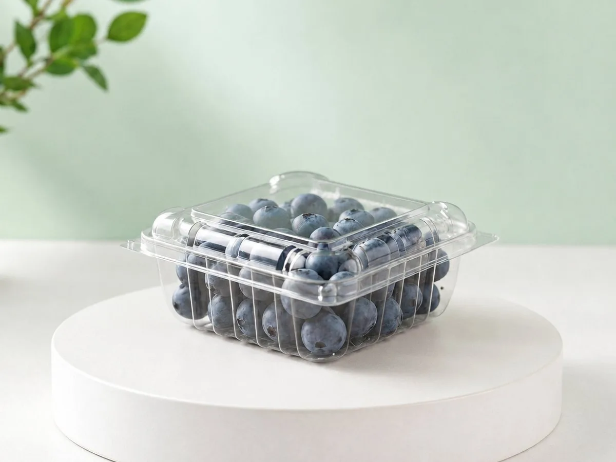 Oracle Group PET square berry punnet 1648 with blueberries
