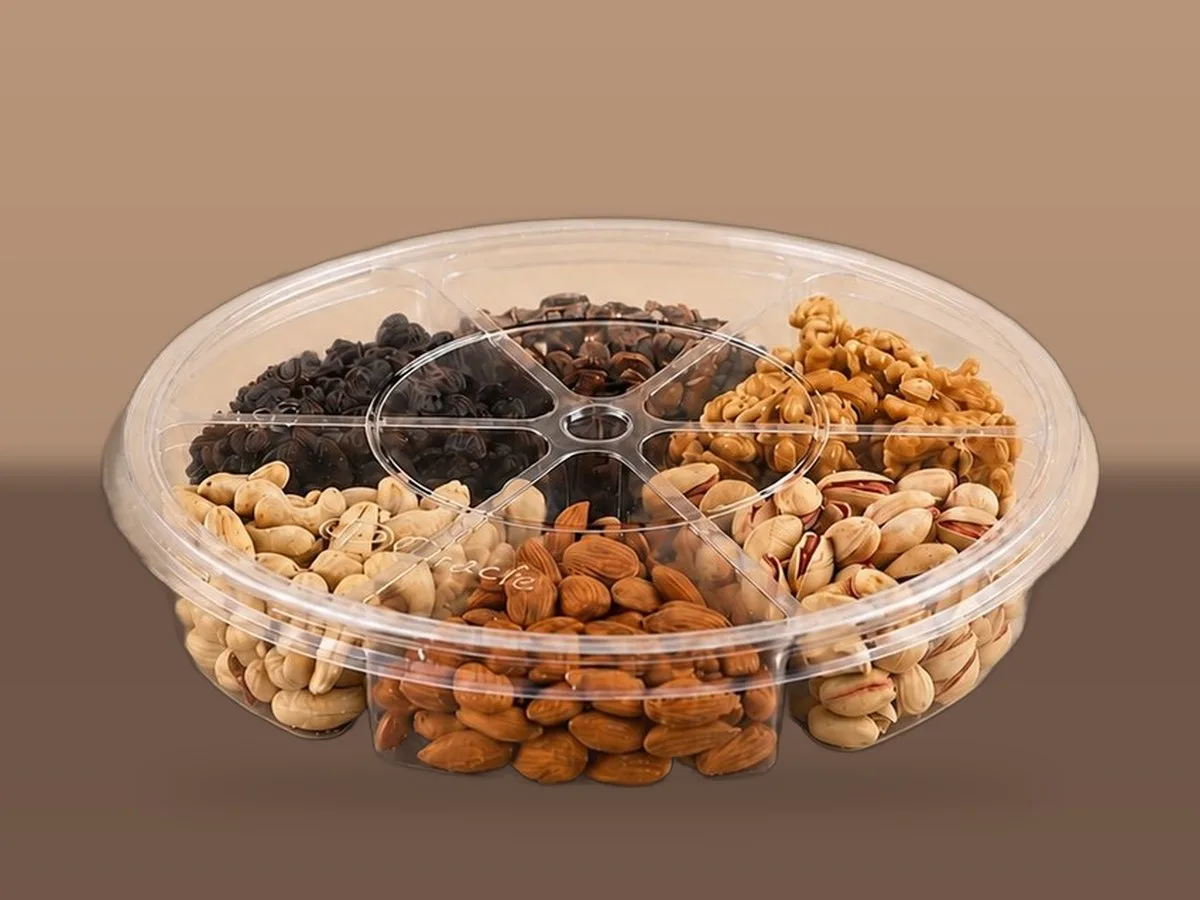 Oracle Group PET 6 compartment dry fruits box 1395 with dry fruits
