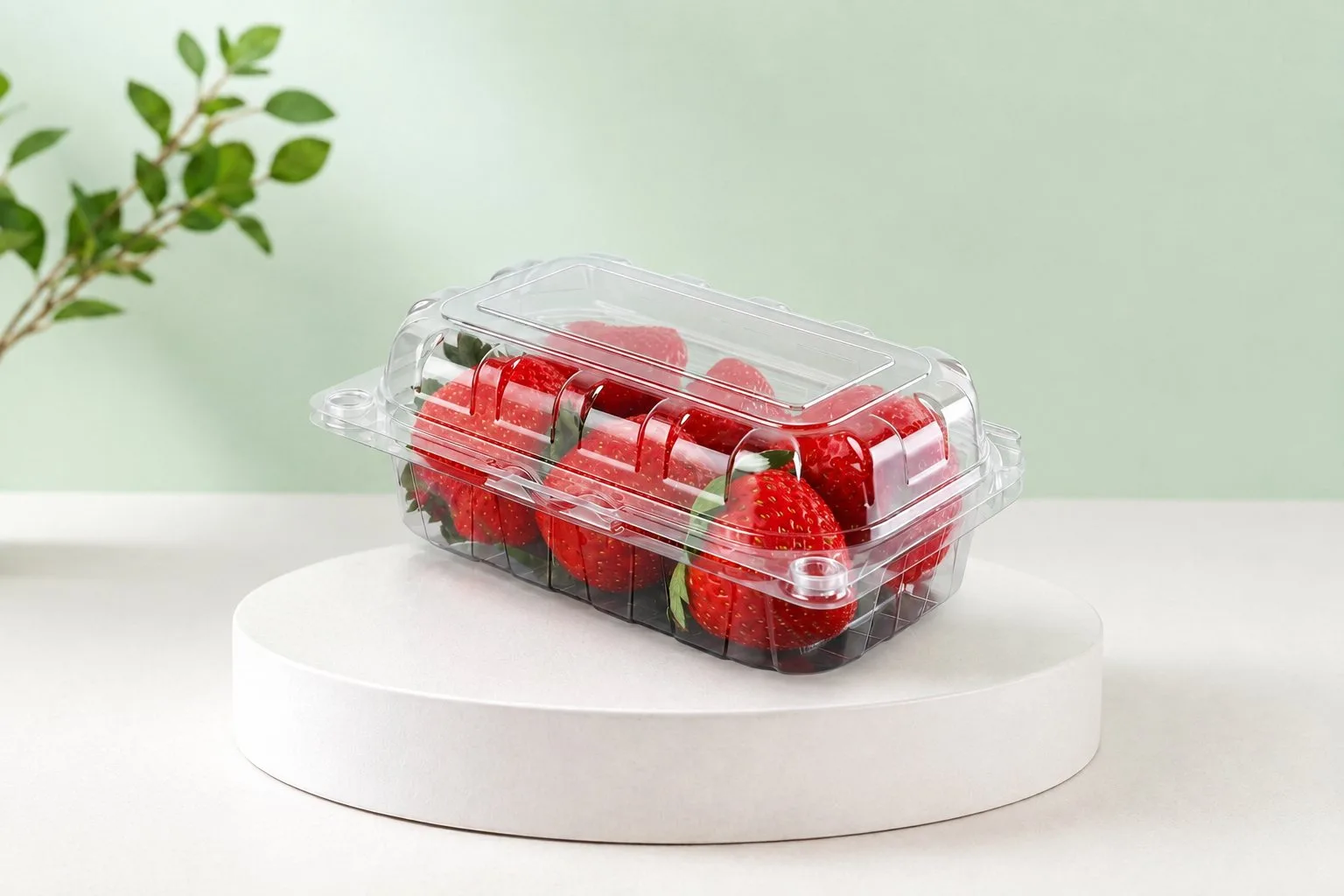 Clear PET punnet with strawberries